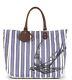 New Juicy Couture Bag Large Blue Stripes Canvas Leather Tote