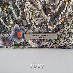 New Kurt Geiger Womens Large Kensington Crystal Floral Embroidered Crossbody Bag
