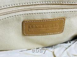 New LEVENGER Handbag White Canvas Tan Alligator Leather Shoulder Bag Large Purse