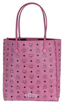 New MCM Women's $760 Pink Coated Canvas KIRA Visetos Tall Shopper Purse WithPouch