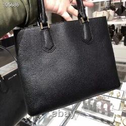 New Michael Kors Adele Large Black Leather Satchel Bag