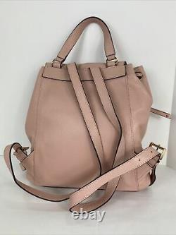 New Michael Kors Backpack Riley Large Pastel Pink Leather Studded Flap $428 A1
