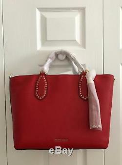 New Michael Kors Bright Red Brooklyn Large Leather Tote bag NWT $498