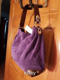 New Michael Kors Joplin Iris purple large leather shoulder bag NWT