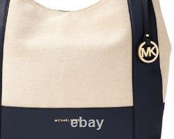 New Michael Kors Marlon Large Canvas Leather admiral Shoulder handbag Tote bag