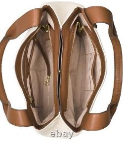 New Michael Kors Marlon MD Canvas Leather Shoulder natural Acorn Tote bag