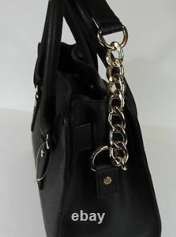 New Michael Kors black Saffiano leather Hamilton East West Studio gold bag tote
