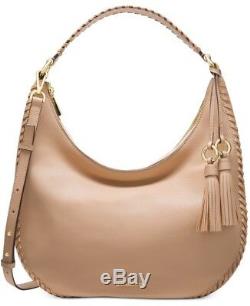 New Michael Kors oyster Lauryn Large Shoulder Bag Leather MK logo tote whipped