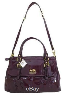 New NWT Coach Madison Red Plum Patent Leather Carryall Tote Purse 18600 RARE