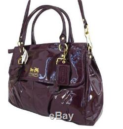 New NWT Coach Madison Red Plum Patent Leather Carryall Tote Purse 18600 RARE