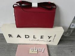 New RADLEY Pockets RedLeather Large Cross Body Phone Bag With Dust Bag Bnwt