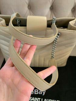 New Saint Laurent YSL Large Loulou Matelasse Leather Shoulder Bag Tote Nude NWT