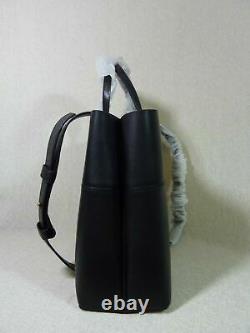 New TORY BURCH Block T Compartment Black Leather Tote Satchel Handbag Dust bag