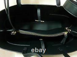 New TORY BURCH Block T Compartment Black Leather Tote Satchel Handbag Dust bag
