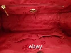 New Tory Burch Savannah Canvas Tote Large Red Bag Purse handbag