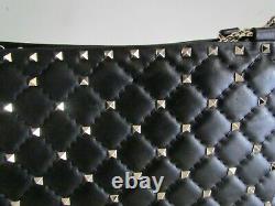 New VALENTINO Garavani Black Rock Studded, Chain, Quilted Shopper handbag Large