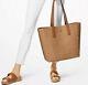New W Tags Michael Kors Junie Large Woven Leather Tote Acorn Butternut Tan Bag