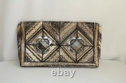 New with Tags Salvatore Ferragamo Snakeskin Magnetic Flap Clutch