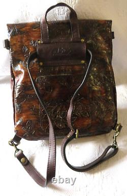Nwot Patricia Nash Bark Leaves Luzille Leather Backpack