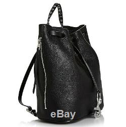 Nwt $325 Rebecca Minkoff Pebbled Leather Black Shiny Silver Blythe Backpack