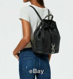 Nwt $325 Rebecca Minkoff Pebbled Leather Black Shiny Silver Blythe Backpack