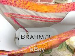 Nwt Brahmin Brayden Passion Fruit Melbourn Croc Embos Leather Shoulder Tote Bag