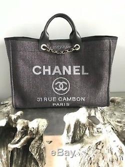 Nwt Chanel Black Deauville Tote X-large Tweed Boucle Gst Grand Shopping 2019 XL