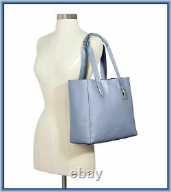 Nwt Coach Derby Tote Shoulder Hand Bag Pebble Leather Blue Roomy Snap Closure