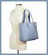 Nwt Coach Derby Tote Shoulder Hand Bag Pebble Leather Blue Roomy Snap Closure
