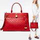 Nwt Michael Kors Gramercy Large Leather Satchel Tote Bag Bright Red Gold