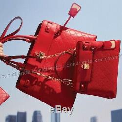 Nwt Michael Kors Gramercy Large Leather Satchel Tote Bag Bright Red Gold