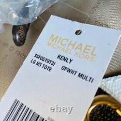 Nwt Michael Kors Signature Kenly Lg Ns Tote/ Double Zip Wallet Options White