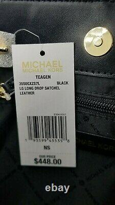 Nwt Michael Kors Teagen Large Leather Satchel Shoulder Bag Black/gold $448