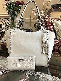 Nwt, Michael Kors Whipped Chelsea Pebbled Leather Large Chain Handbag+wallet$800