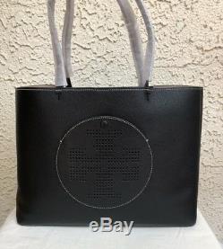 Nwt Tory Burch Perforated Logo Leather Tote Handbag Bombe T Tote Black Tote