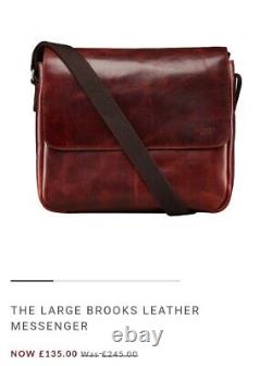 OSPREY LONDON The Large Brooks Leather Messenger Brown cognac work satchel