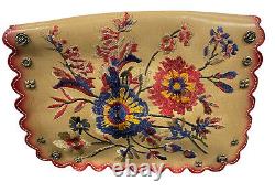 PATRICIA NASH Vitellia Large Flap Prairie Rose Embroidery PURSE HAND BAG RARE