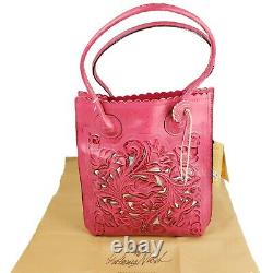 Patricia Nash Cavo Cutout Burnished Tooled Leather Tote Pink Silver NWT Dustbag