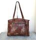 Patricia Nash Poppy Tote English Garden Large Leather Purse Travel Bag Brown Nwt