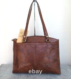 Patricia Nash Poppy Tote English Garden large Leather Purse Travel Bag Brown NWT