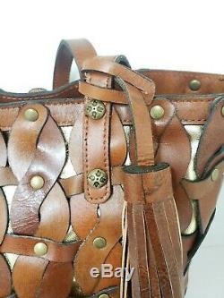 Patricia Nash TWISTED BRAID Leather Handbag MIZZANA TOAST NWT MRP $299 Q12
