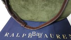 Polo Ralph Lauren Equestrian Brown Leather/olive Suede Women Hobo Bag