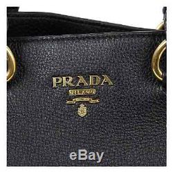 Prada 1BG865 Black Pebbled Leather Tote Shopper Handbag Vitello Phenix £1700