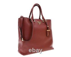 Prada Leather Tote Large Shoulder Bag Red New