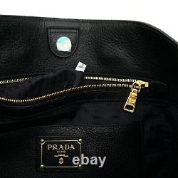 Prada Tote Large Shoulder Bag Black Leather New