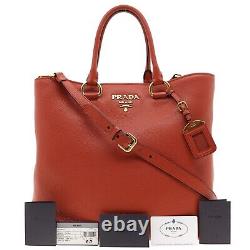 Prada Tote Large Shoulder Bag Red Leather New