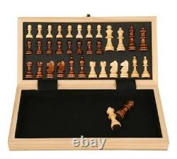 QUEENS GAMBIT Magnetic Folding Wood Large Chess Set Adult Kid Felted Game Board