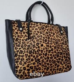 RADLEY LONDON Witley Faux Leopard/Black Large Open Top Leather Grab Bag