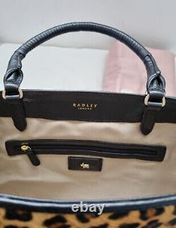 RADLEY LONDON Witley Faux Leopard/Black Large Open Top Leather Grab Bag