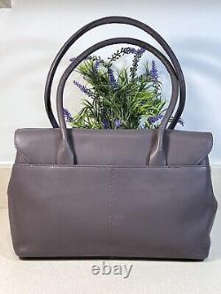 Radley Burnham Beeches Charcoal Grey Leather Flap Over Tote Shoulder Grab Bag
